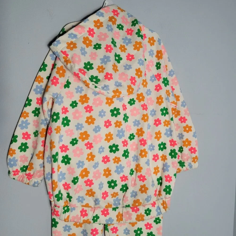 Old Navy Colorful Flower Zipper Hoodie And Pants Set Toddler 4T